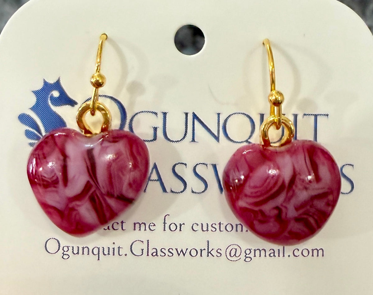 Vintage Rose Heart Drop Earrings