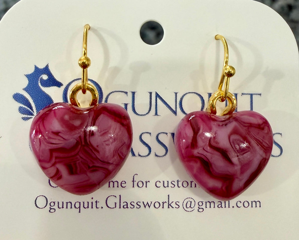 Vintage Rose Heart Drop Earrings