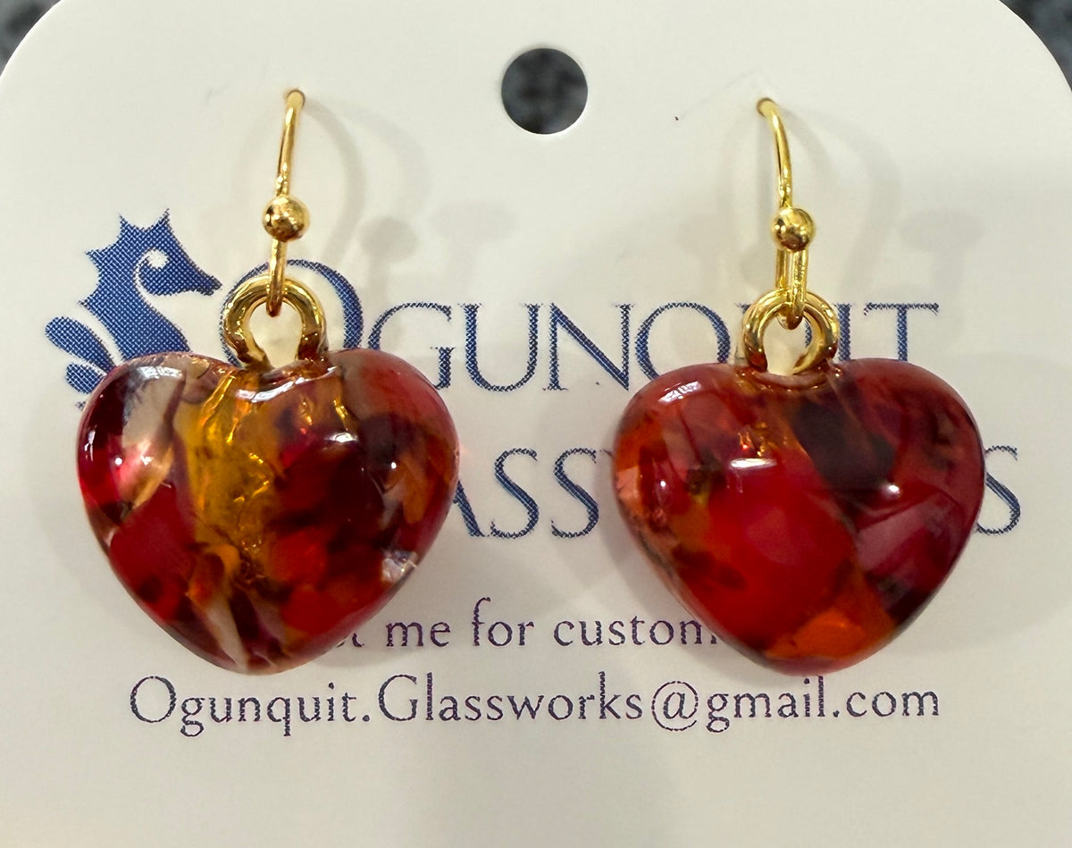 Firelight Amber Heart Drop Earrings
