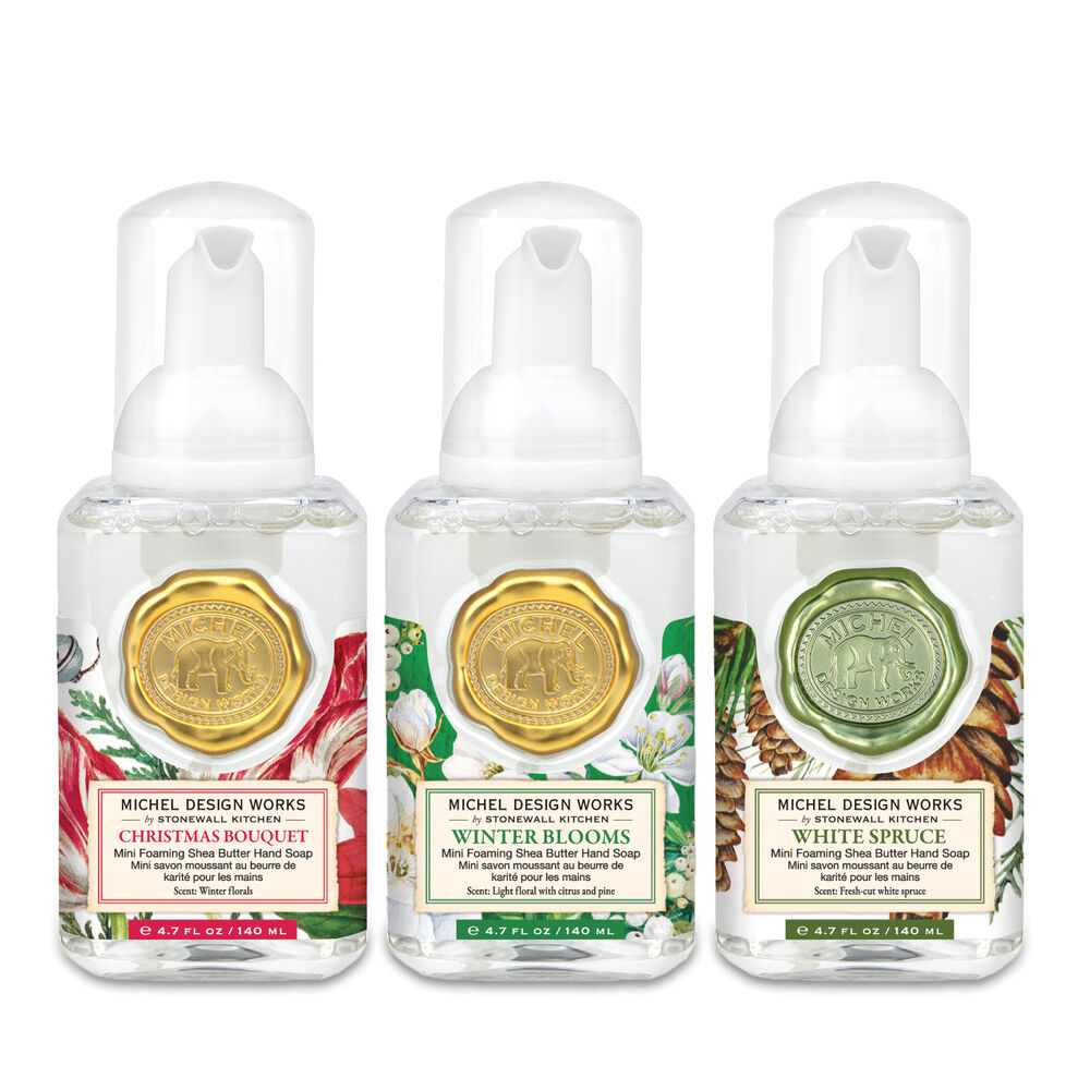 Mini Foaming Hand Soap Set: Winter Scents - Christmas Bouquet, Winter Blooms &amp; White Spruce