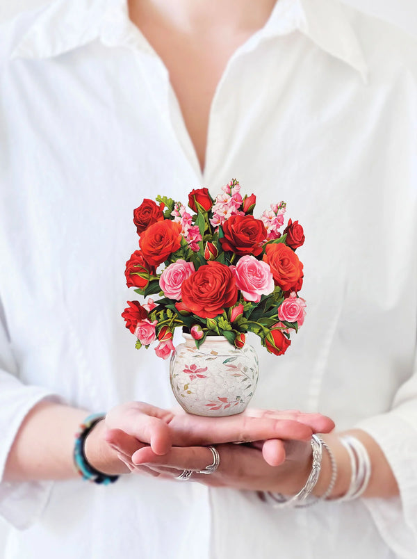 Mini Blooming Roses Pop-Up Card - Spoiled Rotten