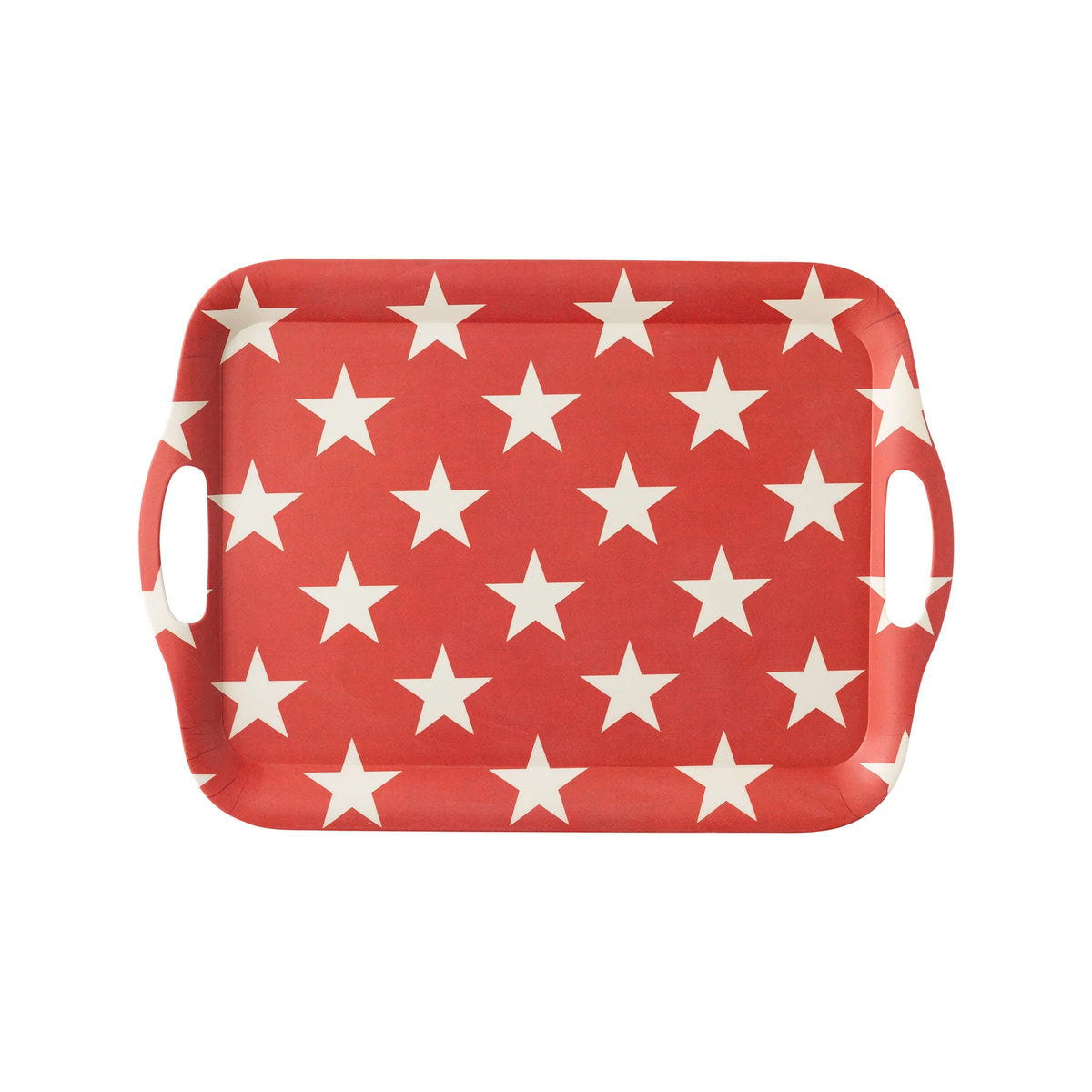 Red and White Stars Bamboo Tray