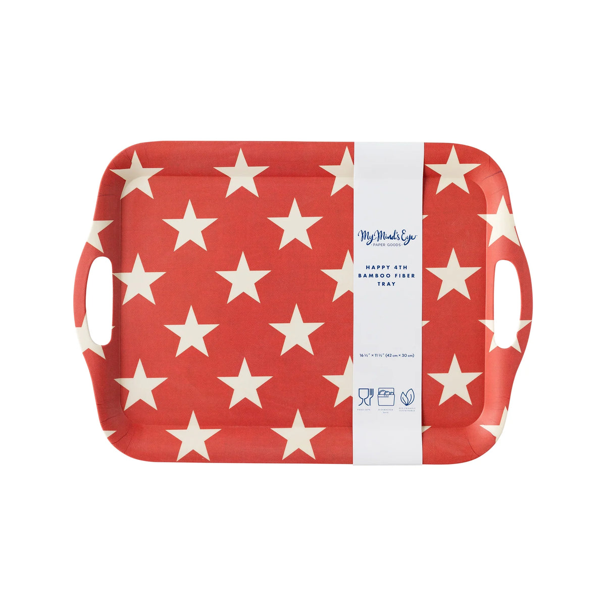 Red and White Stars Bamboo Tray