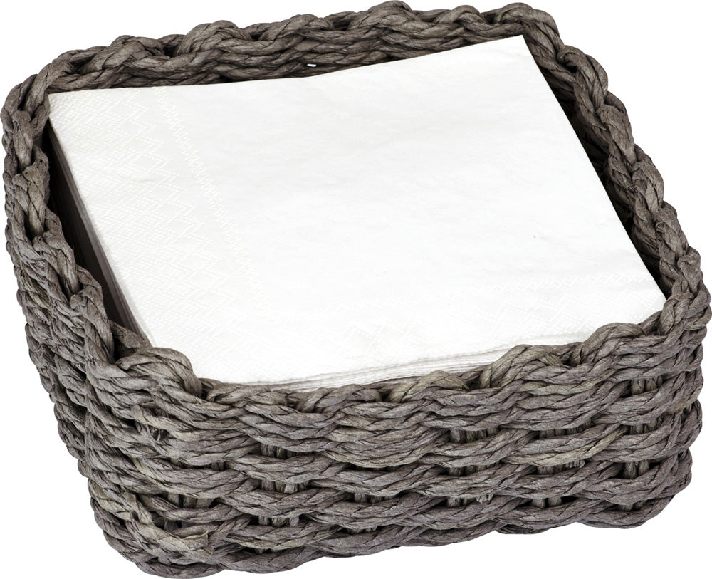 Gray Woven Paper Cocktail Napkin Holder