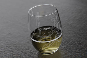 Ogunquit Map Stemless Wine Glass