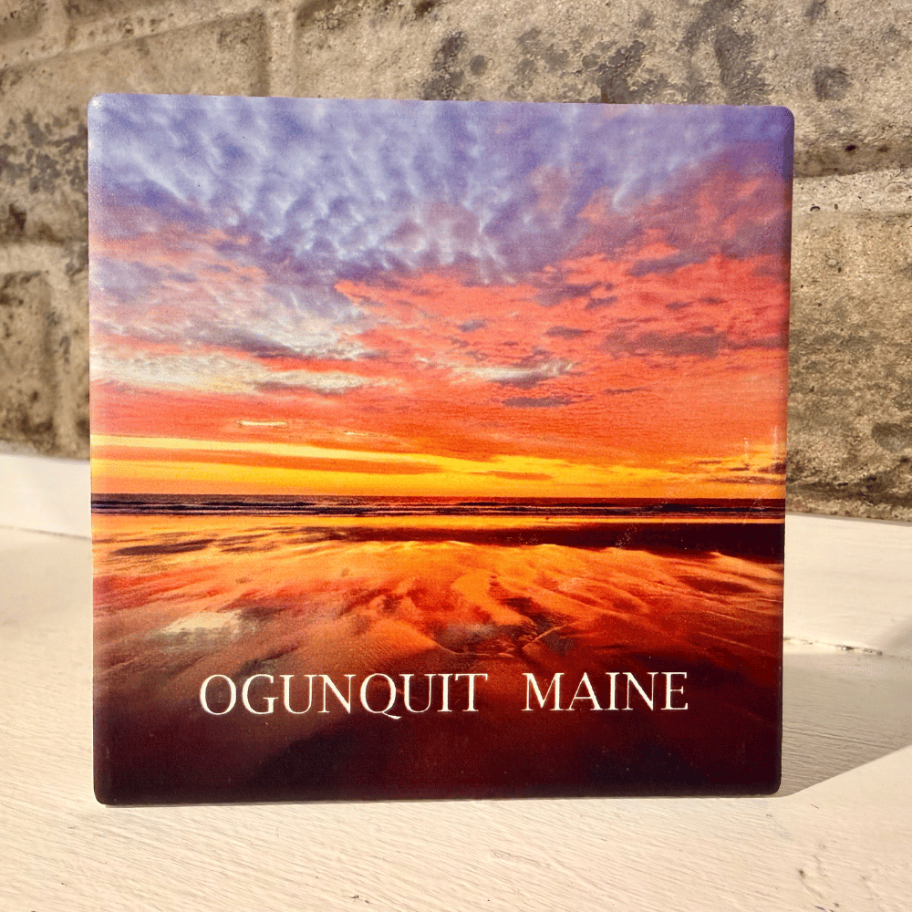 Ogunquit Beach Sunrise Ceramic Coaster