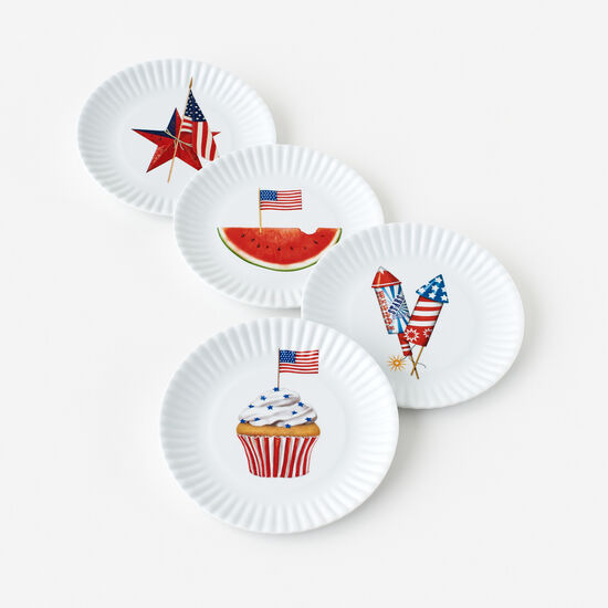 American Holiday Celebrations Melamine "Paper" Plates Set of 4