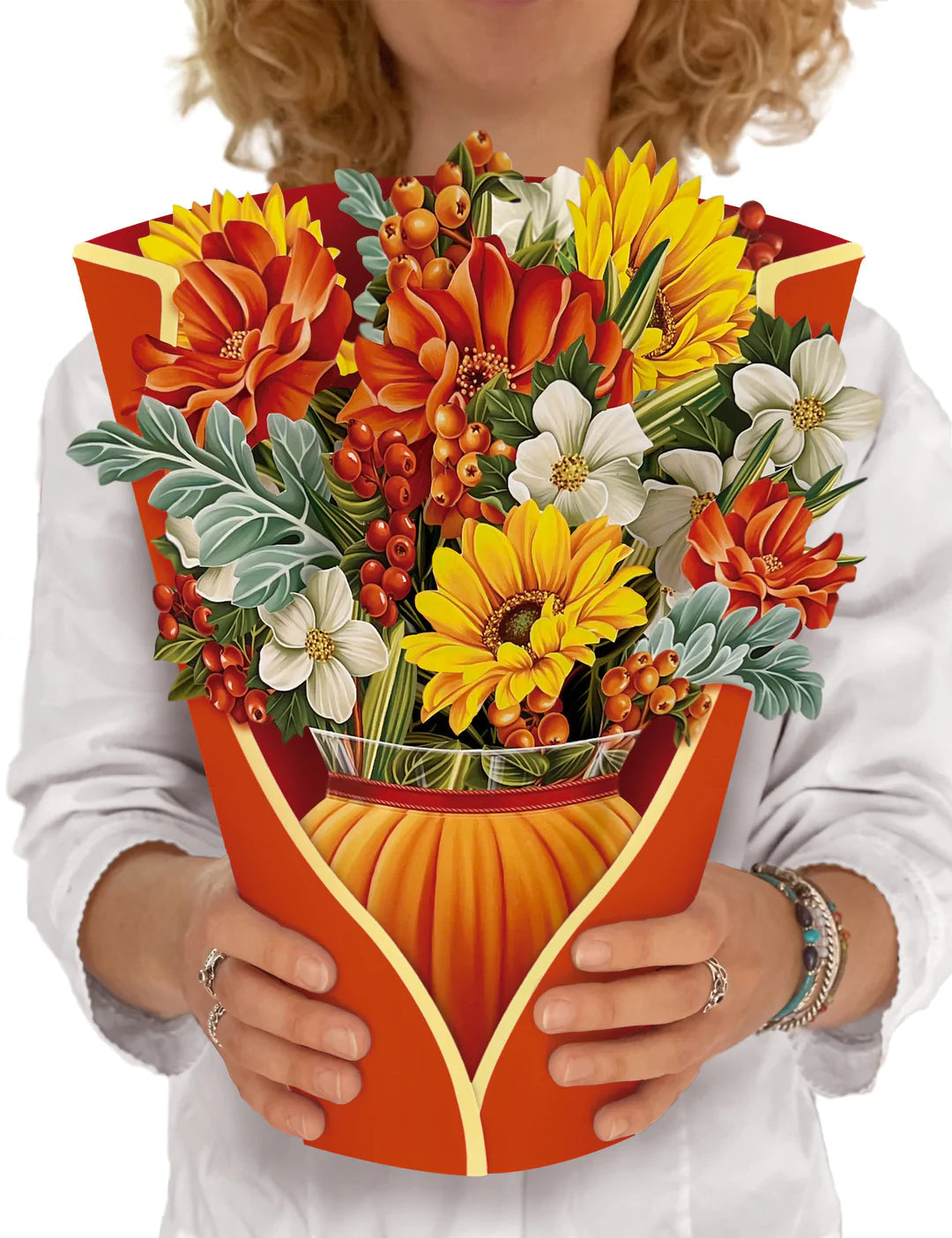 Pumpkin Harvest Pop-Up Flower Bouquet Card