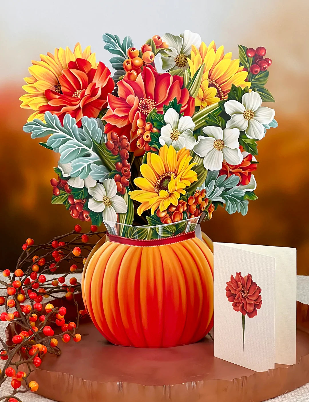 Pumpkin Harvest Pop-Up Flower Bouquet Card