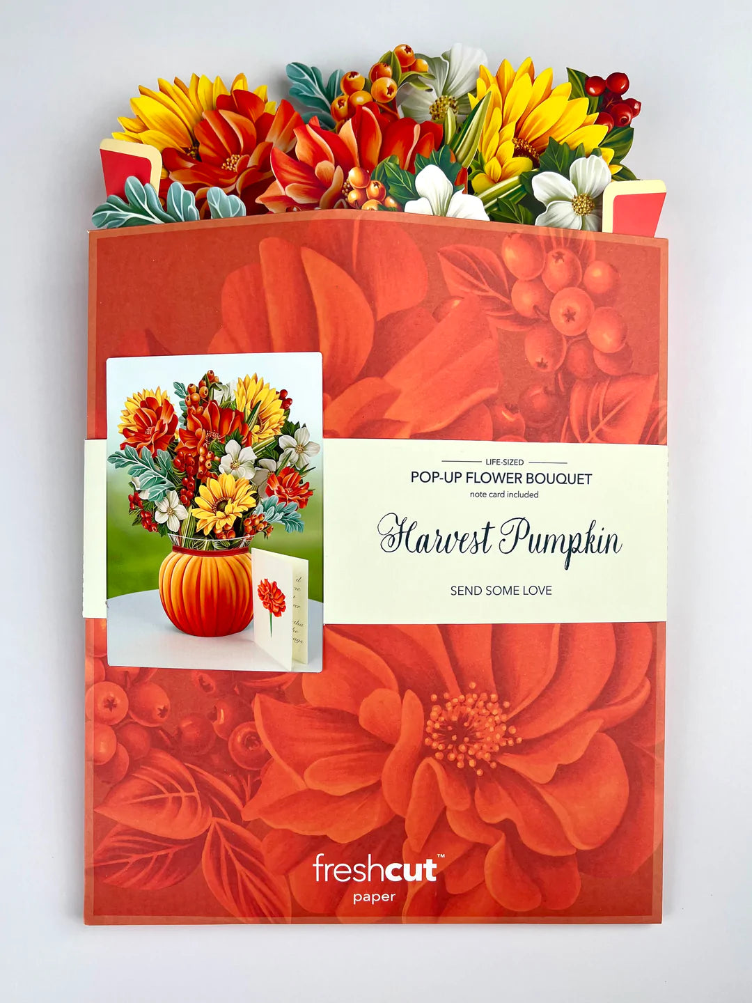 Pumpkin Harvest Pop-Up Flower Bouquet Card