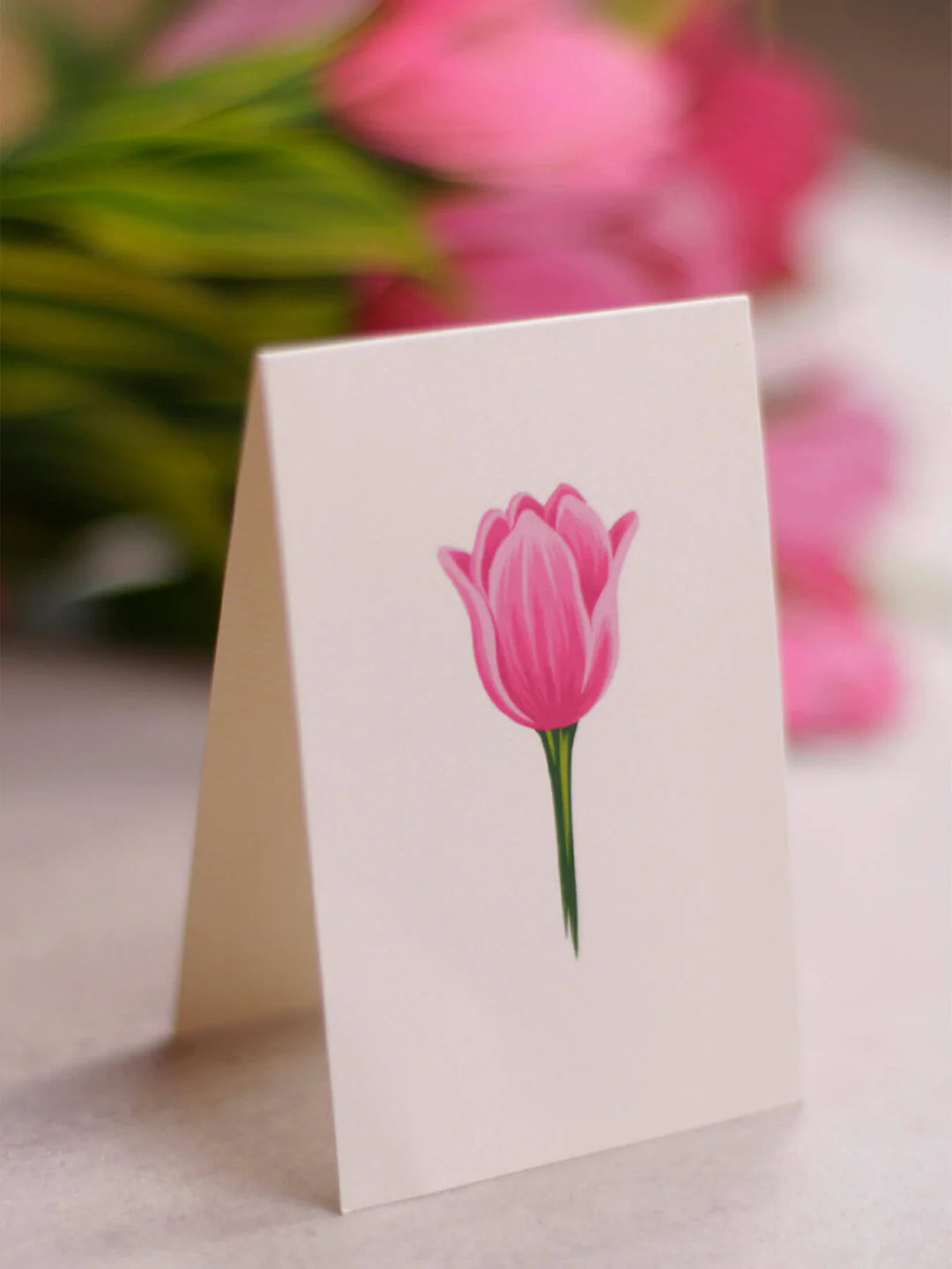 Pink Tulips Pop-Up Flower Bouquet Card