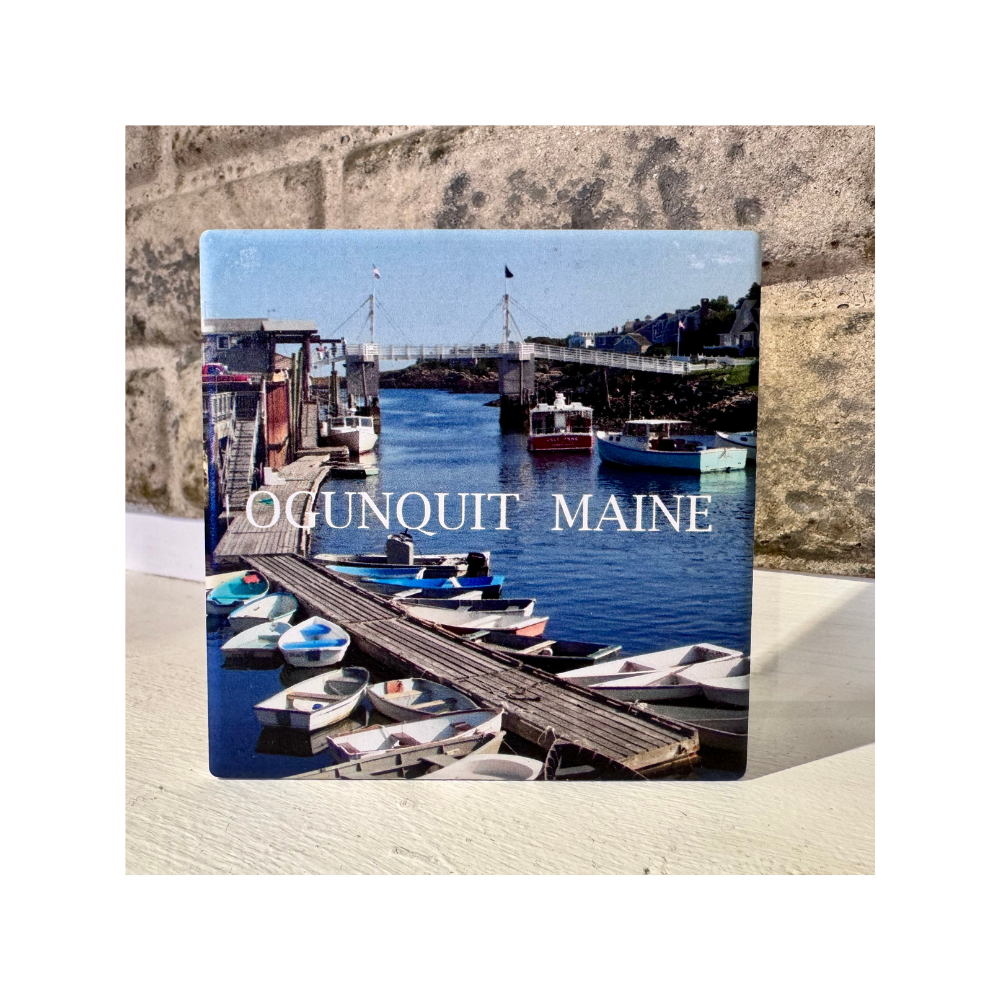 Perkins Cove Vintage Panorama Ogunquit Ceramic Coaster