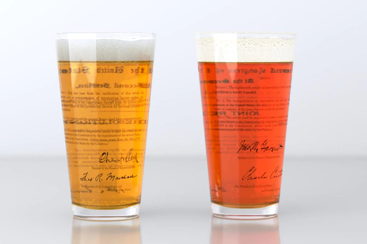 Prohibition Amendments Pint Glass Set of 2