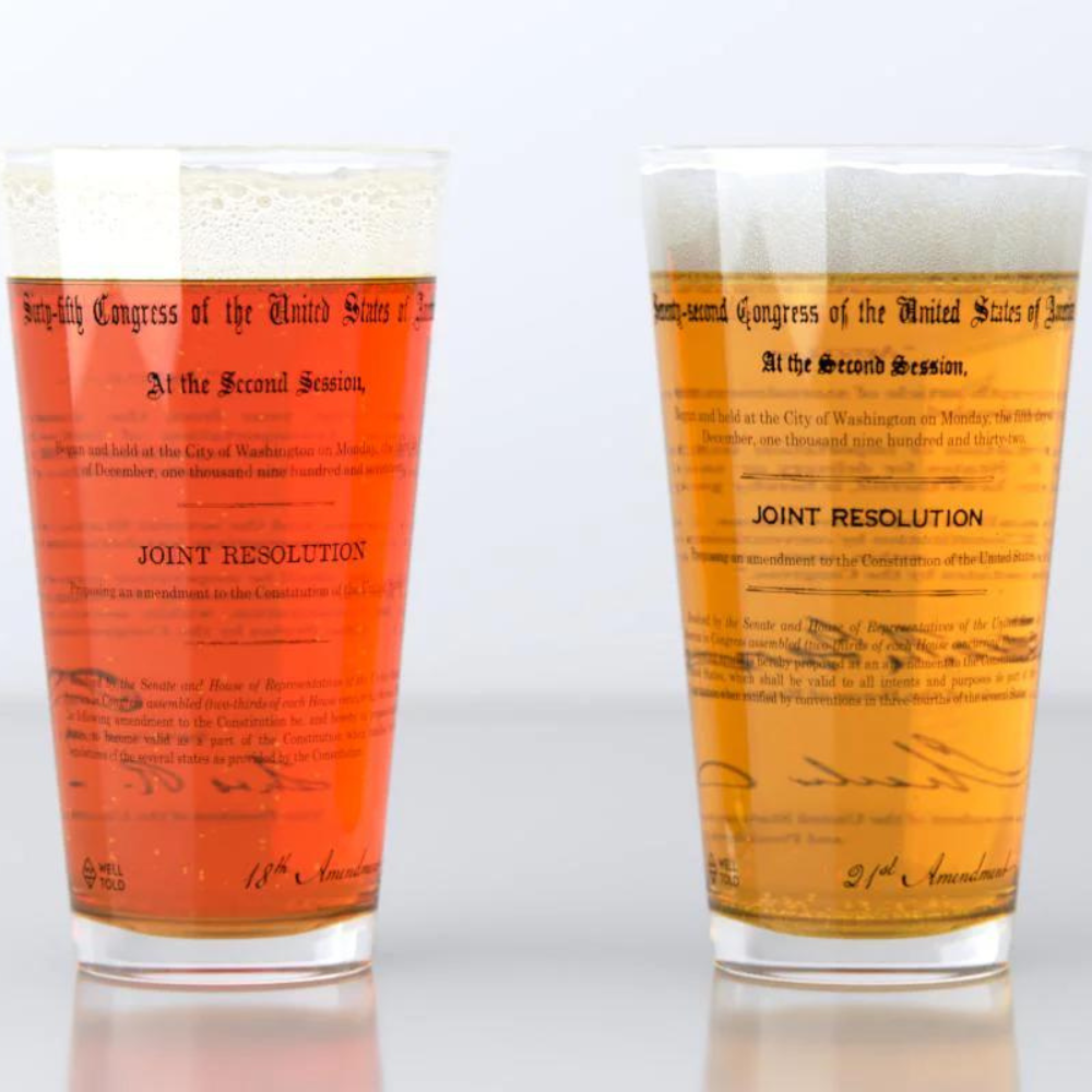 Prohibition Amendments Pint Glass Set of 2