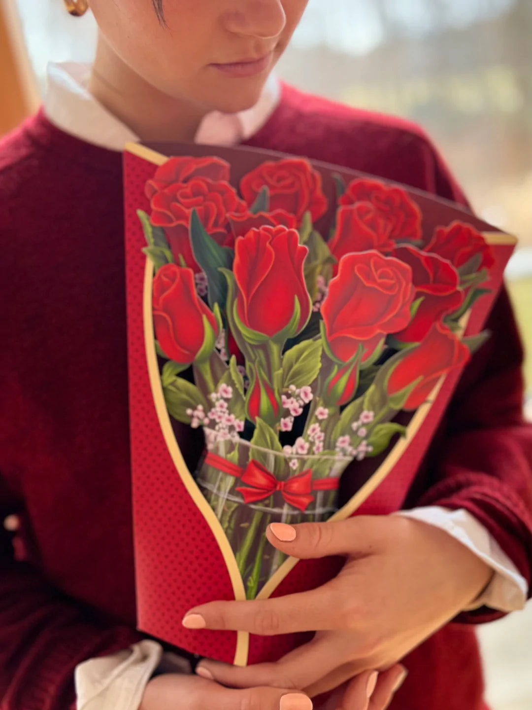 Red Roses Pop-Up Flower Bouquet Card