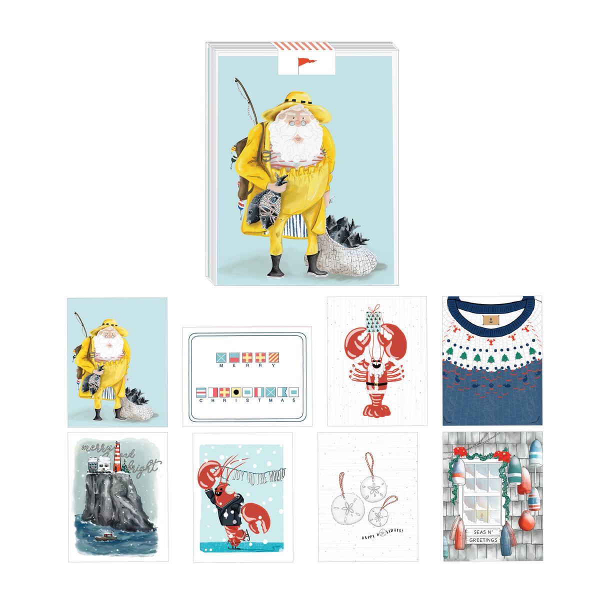 Nautical Holiday Cards Assorted Set of 8