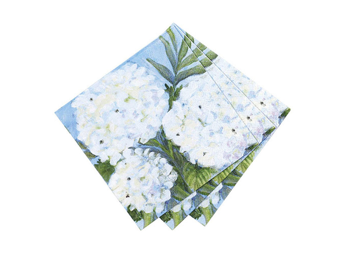 White Hydrangea Paper Cocktail Napkins