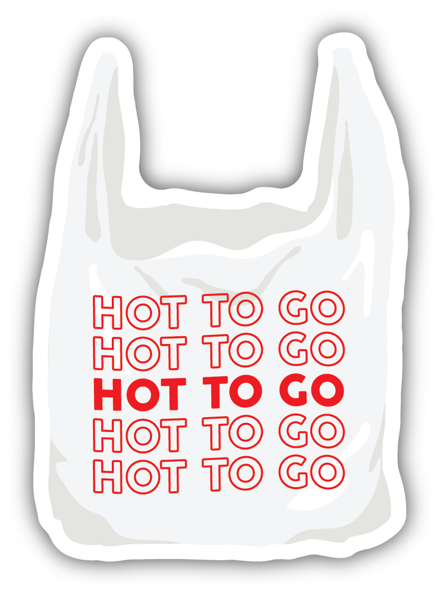 Hot To Go Plastic Bag Sticker