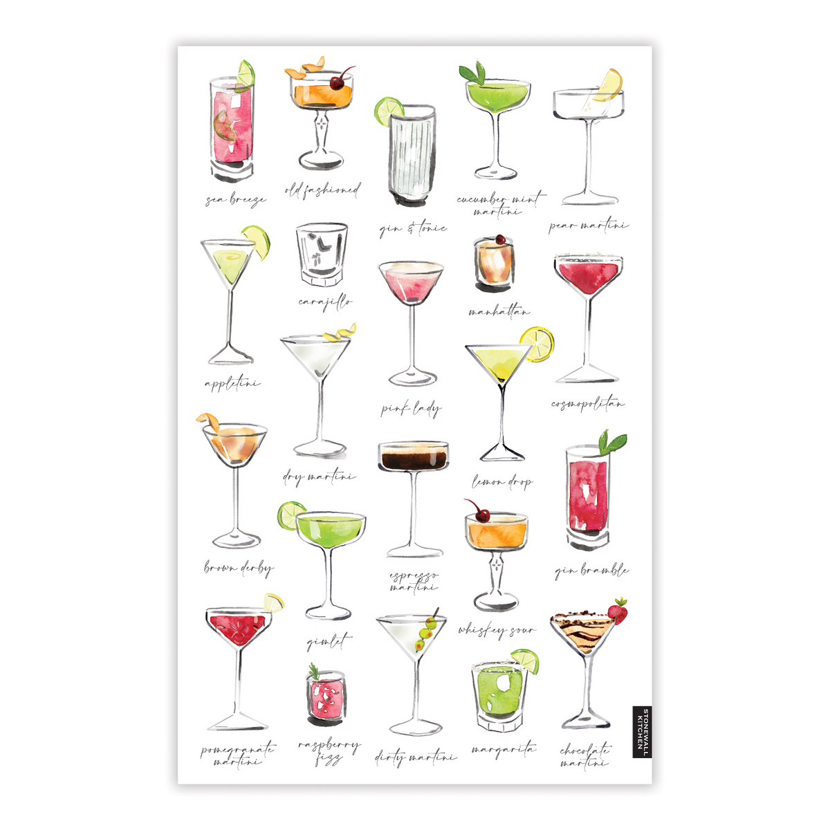 Cocktails Tea Towel