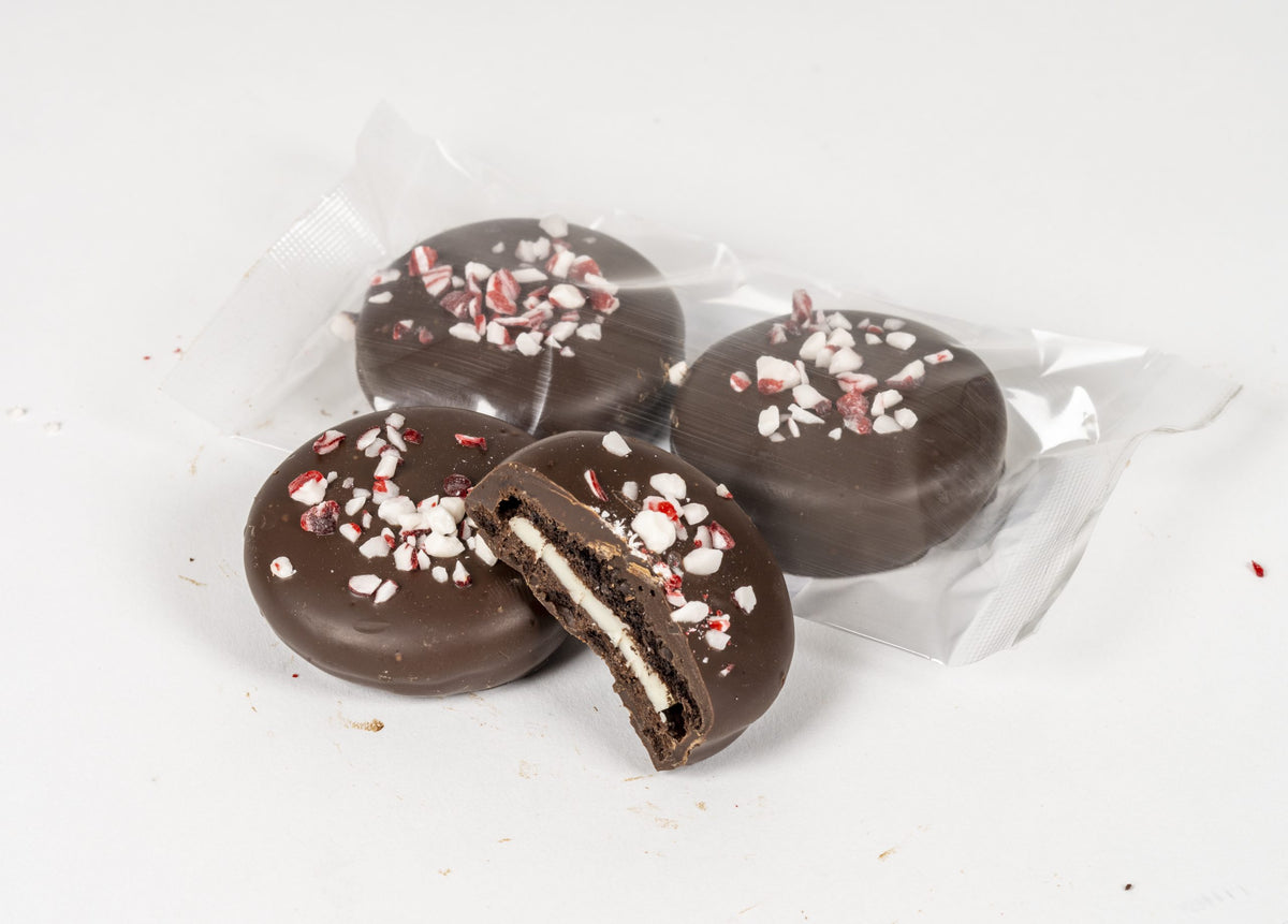 Dark Chocolate Covered Oreo Cookies With Crushed Candy Candy Topping