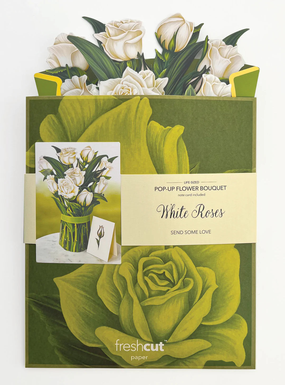 White Roses Pop-Up Flower Bouquet Card