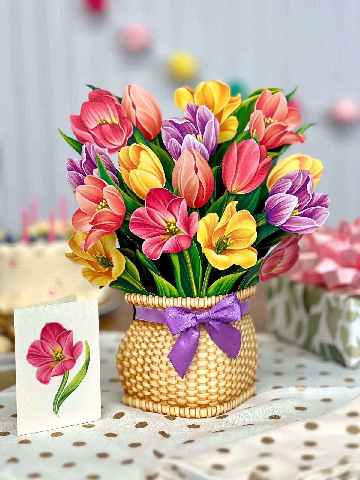 Festive Tulips Pop-Up Floral Bouquet Card