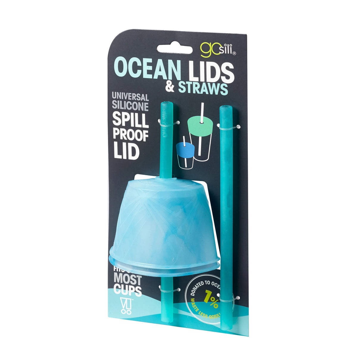 GoSili Ocean Cups Universal Lid and Straw 2pk