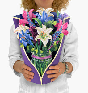 Lilies & Lupines Pop-Up Floral Bouquet Greeting Card