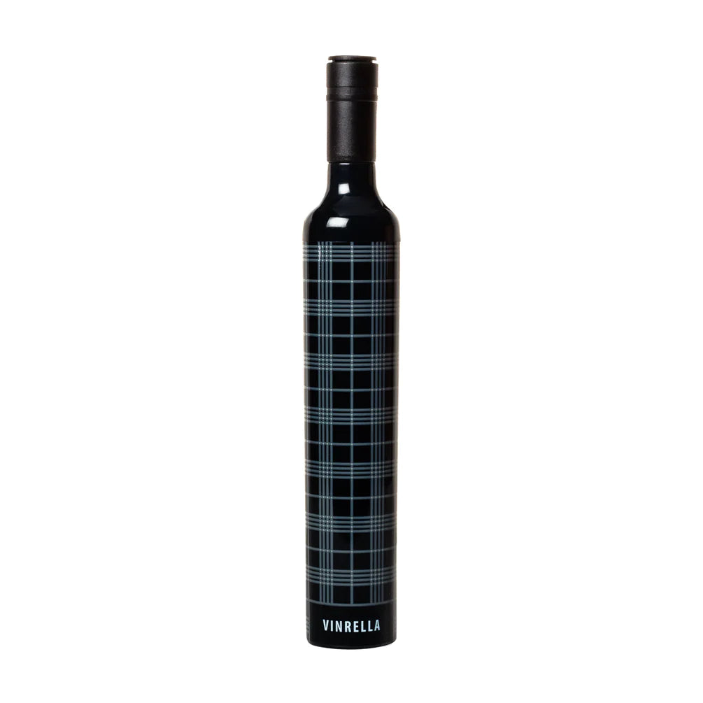 Black Plaid Wine Bottle Umbrella