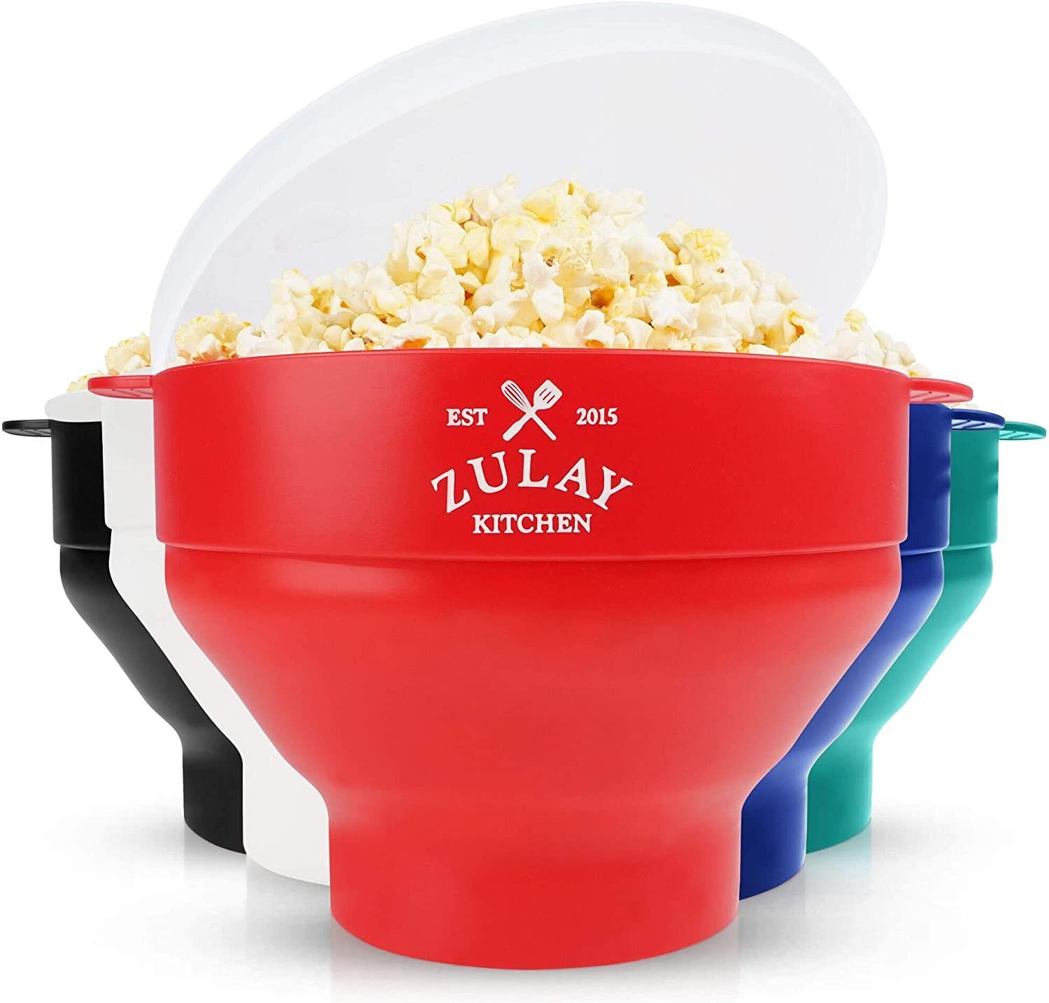 Popcorn Powder's Microwavable Silicone Collapsible Red Popcorn Popper