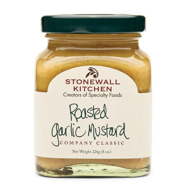 jar of stonewall kitchen roasted garlic mustard 8 oz. 226g made in maine