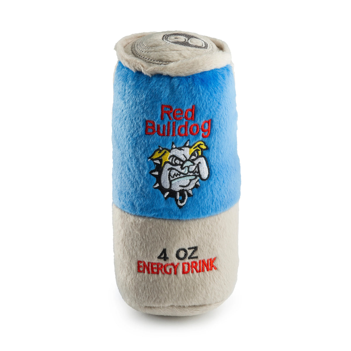 Red Bulldog Energy Drink Plush Dog Toy