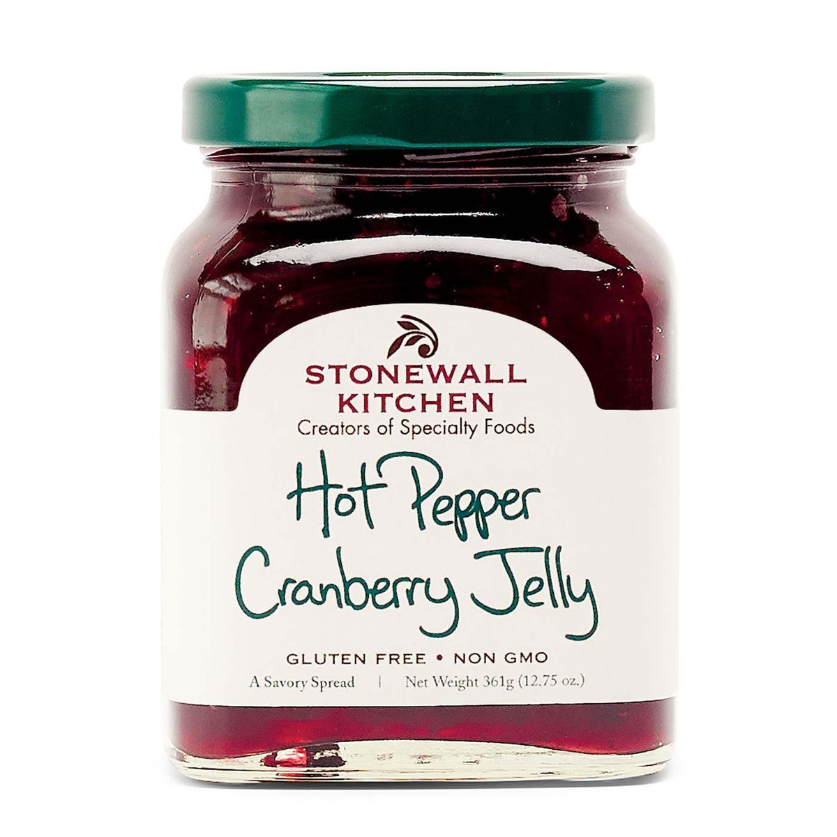 jar of stonewall kitchen hot pepper cranberry jelly 12.75 oz glass jar made in maine
