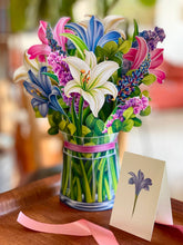 Load image into Gallery viewer, Lilies &amp; Lupines Pop-Up Floral Bouquet Greeting Card