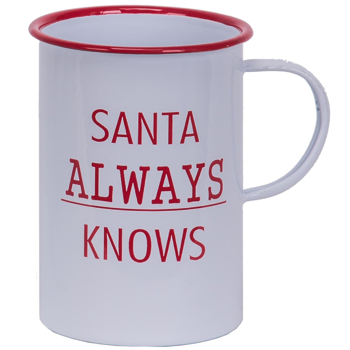 Santa Always Knows Enamelware Mug