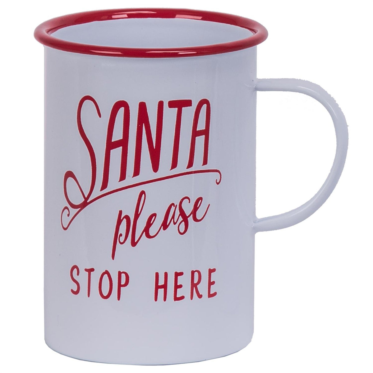 Santa Please Stop Here Enamelware Mug